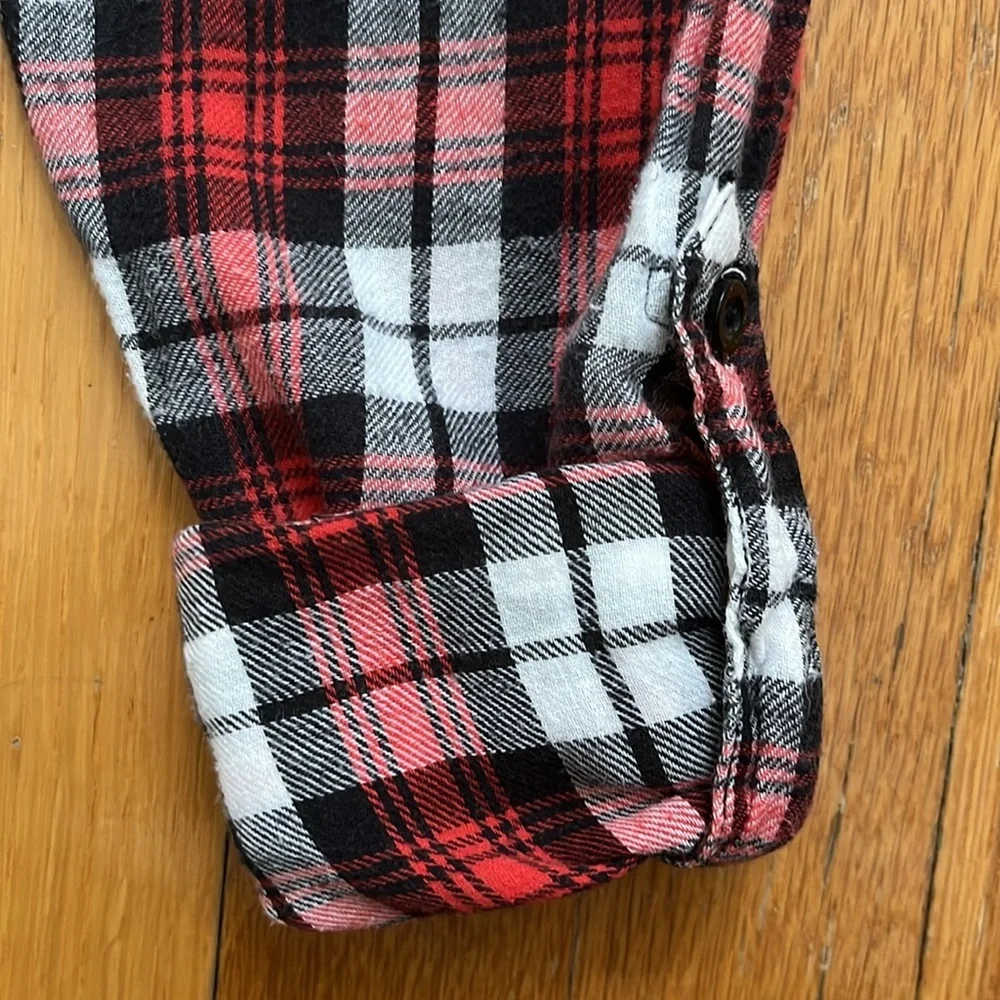 Japna 100% Cotton Flannel Button Down Shirt in Red Black & White Long Top - Picture 12 of 13